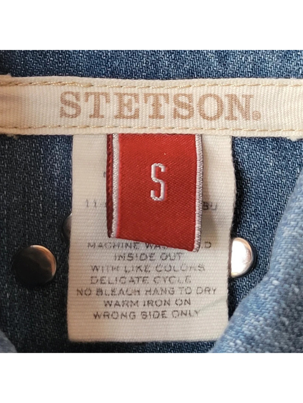 Stetson Studded Denim Jacket Womens Small Blue Button Pockets Country Western - Picture 2 of 14